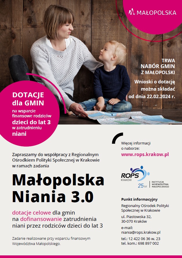 Nabór wniosków do programu „Małopolska Niania 3.0” na lata 2024-2026